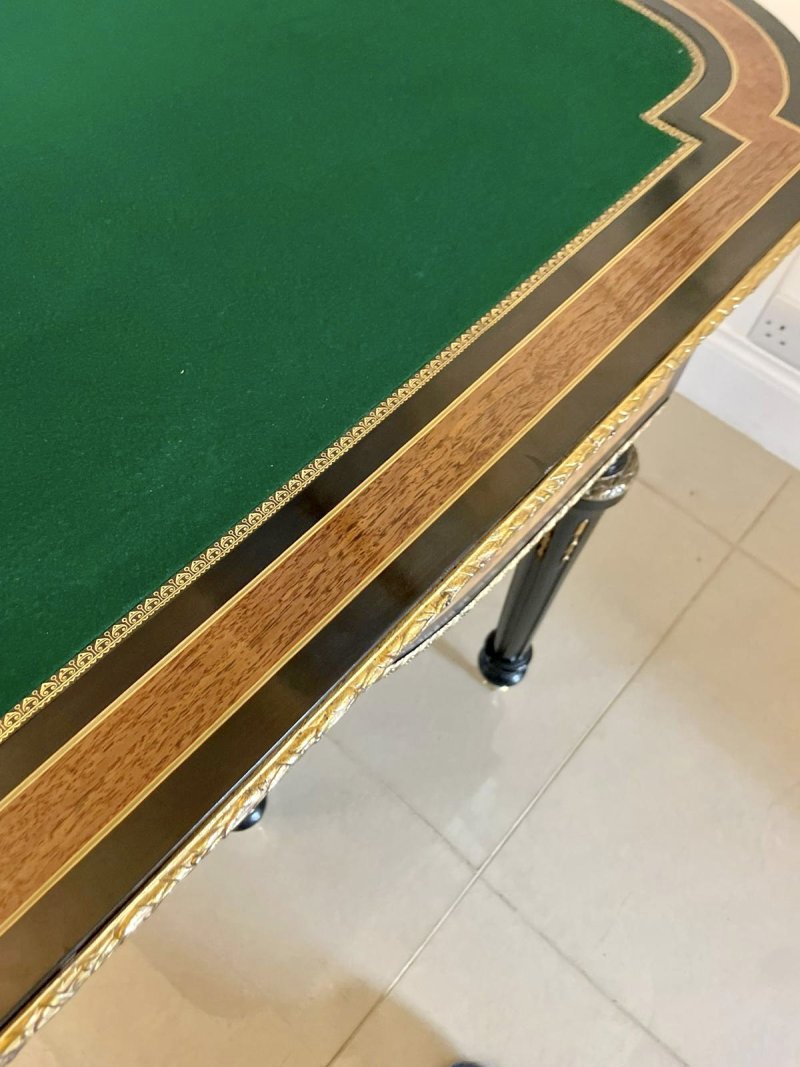 Exhibition Quality Antique Victorian French Inlaid Marquetry Card/Console Table - Image 9